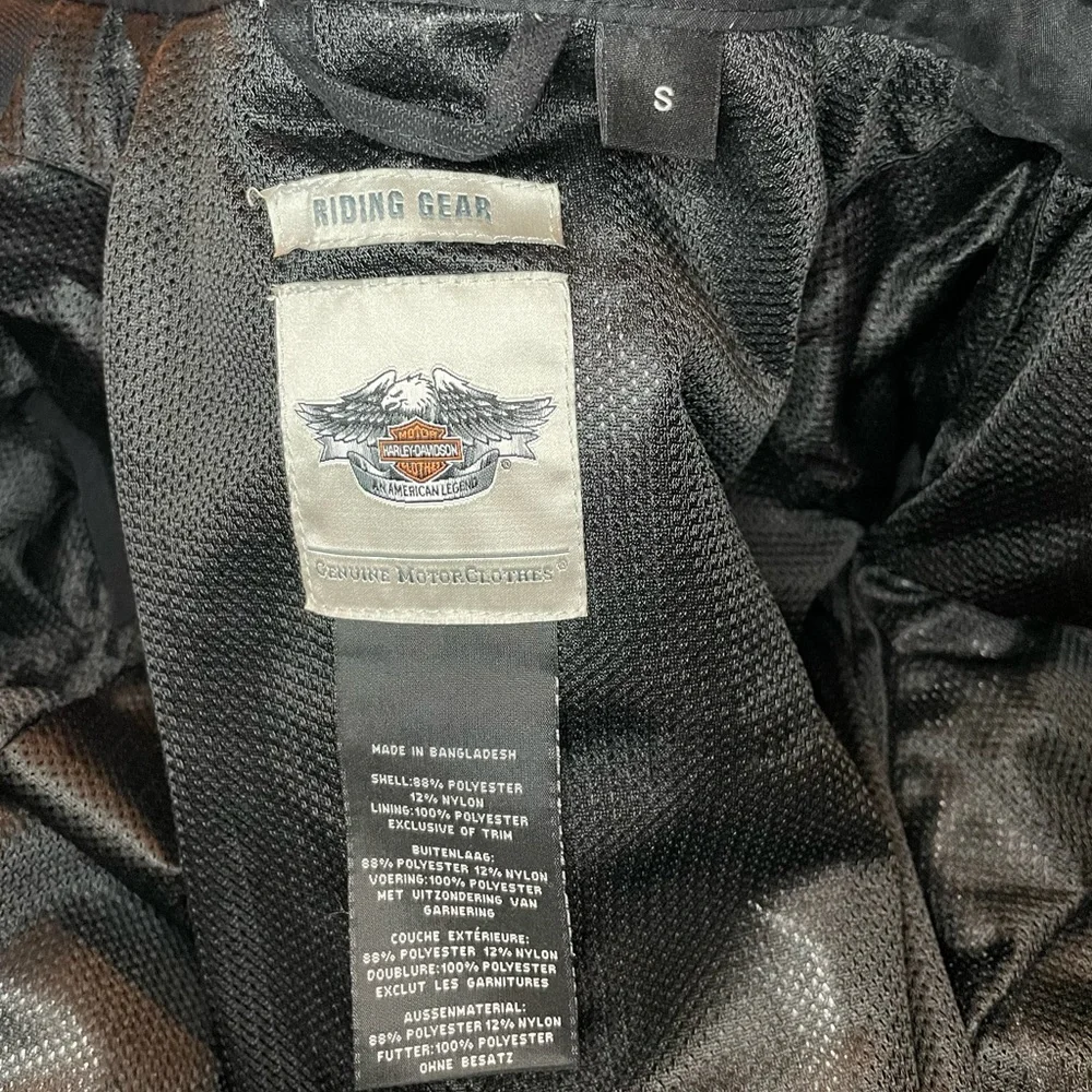 Like New, Women’s Harley Davidson, size small, black and orange riding jacket. - Picture 12 of 15